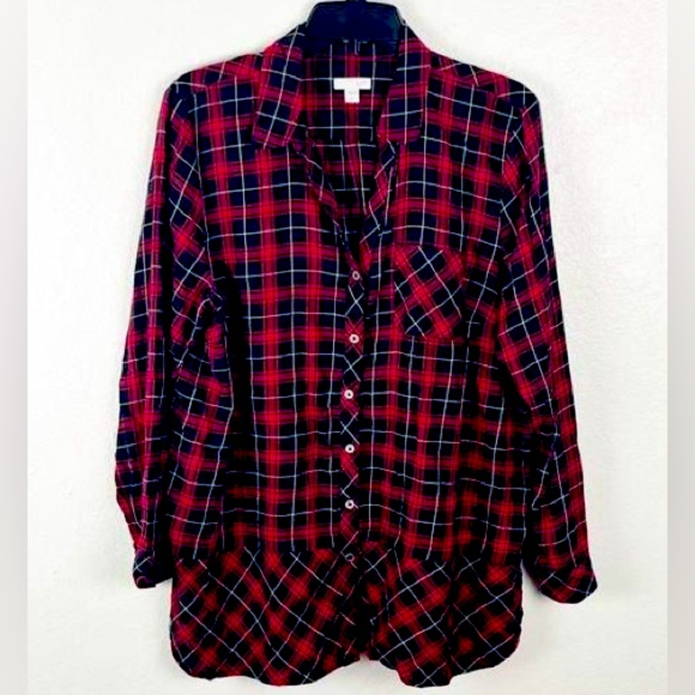 J. Jill Medium Red Plaid Tunic
